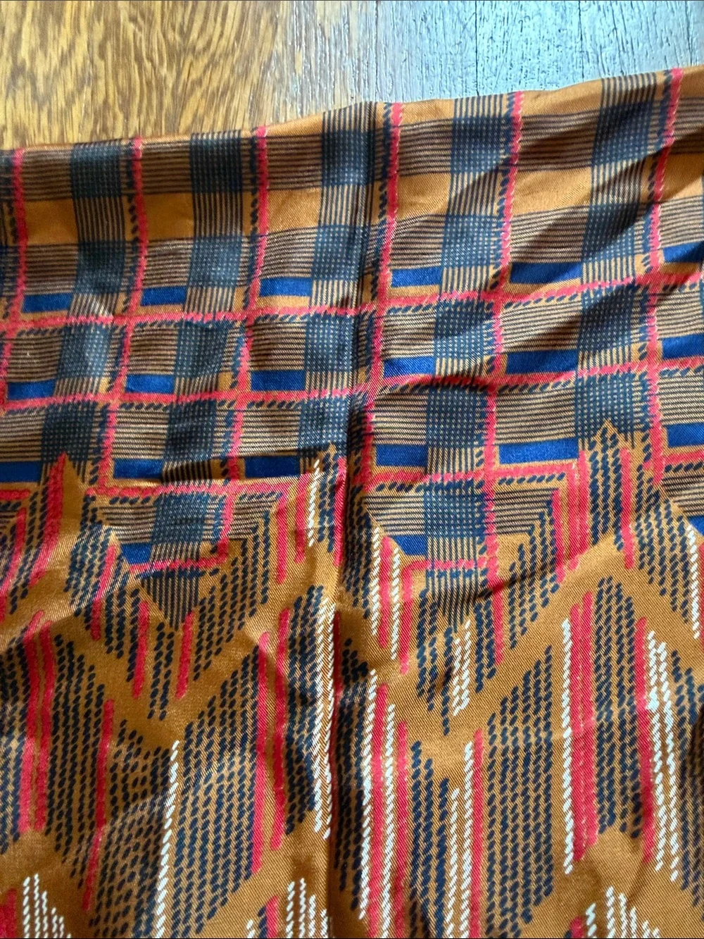Echo Design Brown & Red Geometric Silk Scarf